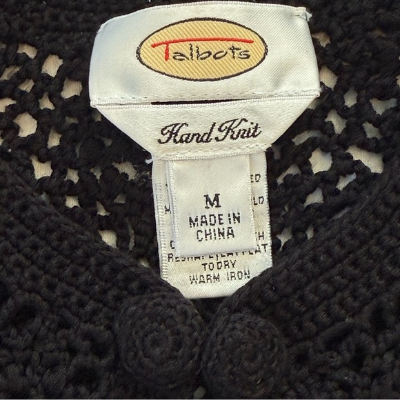 Talbots Hand Knit Cardigan Size M Black - Picture 4 of 9